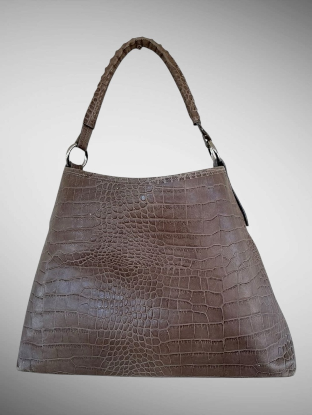 Maurizio Taiuti Italian Leather Croc Embossed Hobo Shoulder Bag